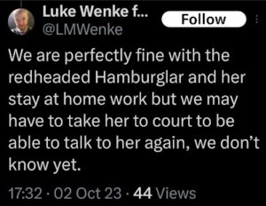 luke wenke threatens to sue stalking victim katie to force her to communicate with him
