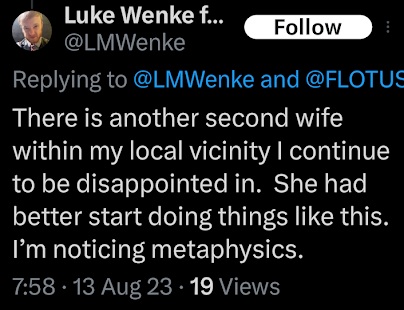 luke wenke deluded tweet to melania trump x/twitter screenshot august 2023