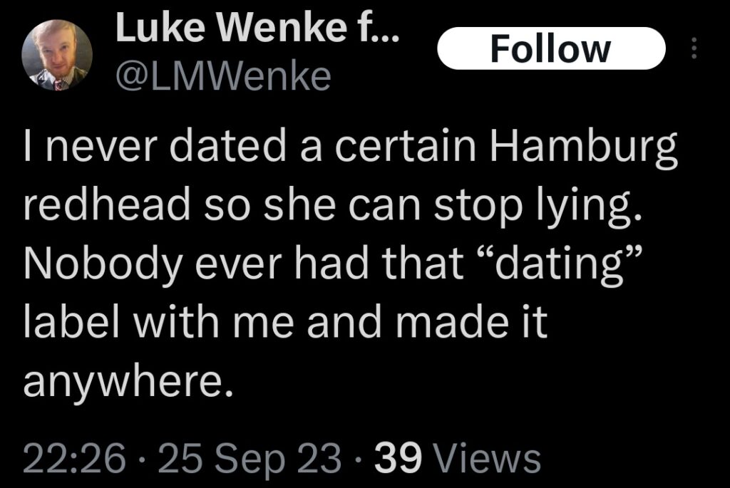 luke wenke acts like stalking victim katie lied about dating him x/twitter screenshot september 2023