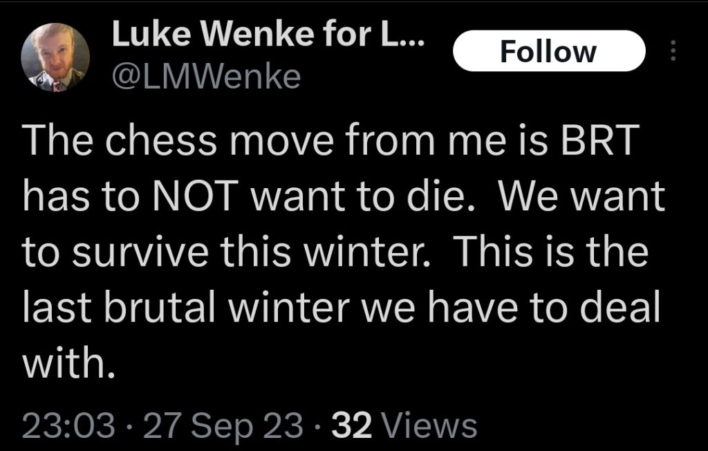 luke wenke x twitter screenshot ryan benjamin teeter obsession 2023