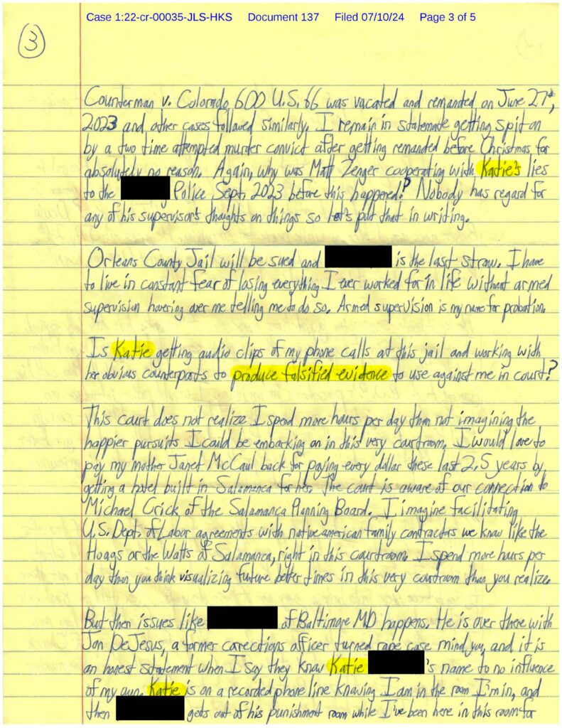 A racist letter from Luke Wenke tot the Honorable John L. Sinatra, Jr.; 07/10/2024.
