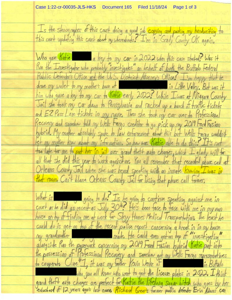 letter from luke wenke to judge john sinatra jr. november 2024