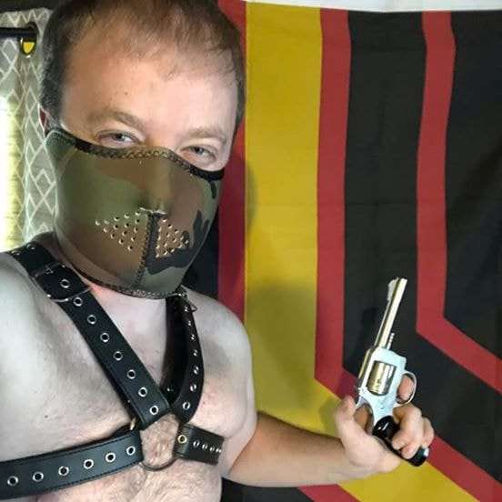 luke wenke cyberstalker olean ny angry mean face balding white man ugly gun bdsm mask