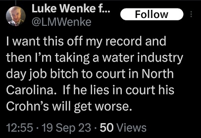 luke wenke demanding a cleared criminal record x/twitter screenshot september 2023
