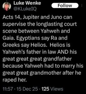 screenshot of an x/twitter post by luke wenke about rape december 2025