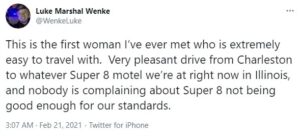 luke wenke bragging about female travel companion to make katie jealous 2021