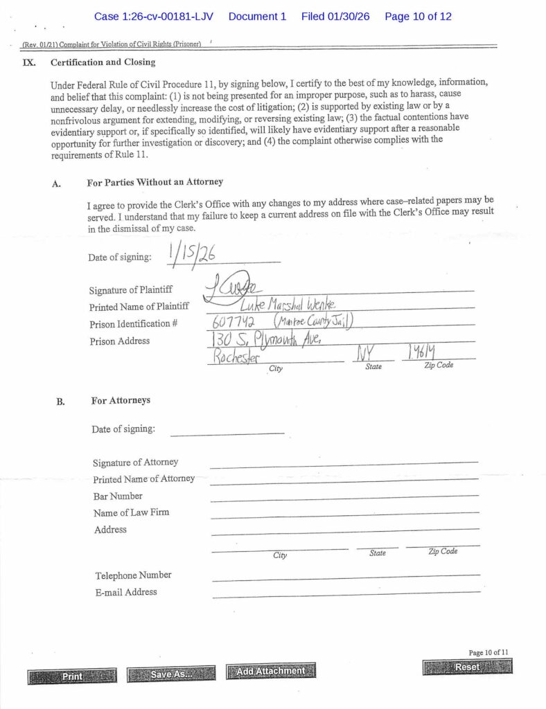 luke wenke's lawsuit complaint against stalking victim katie 2026
