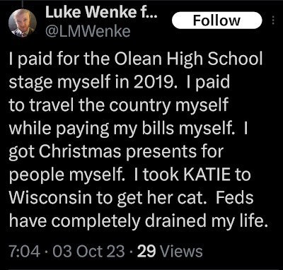 luke wenke brags about hosting a political event at olean high school & blames the feds for his failures october 2023