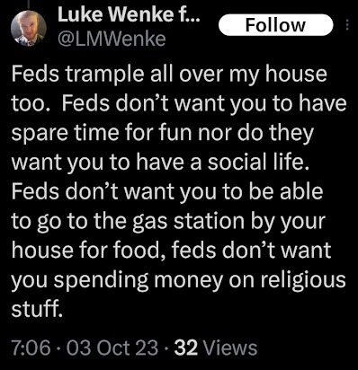 luke wenke accuses federal authorities of wanting him to starve and be miserable october 2023
