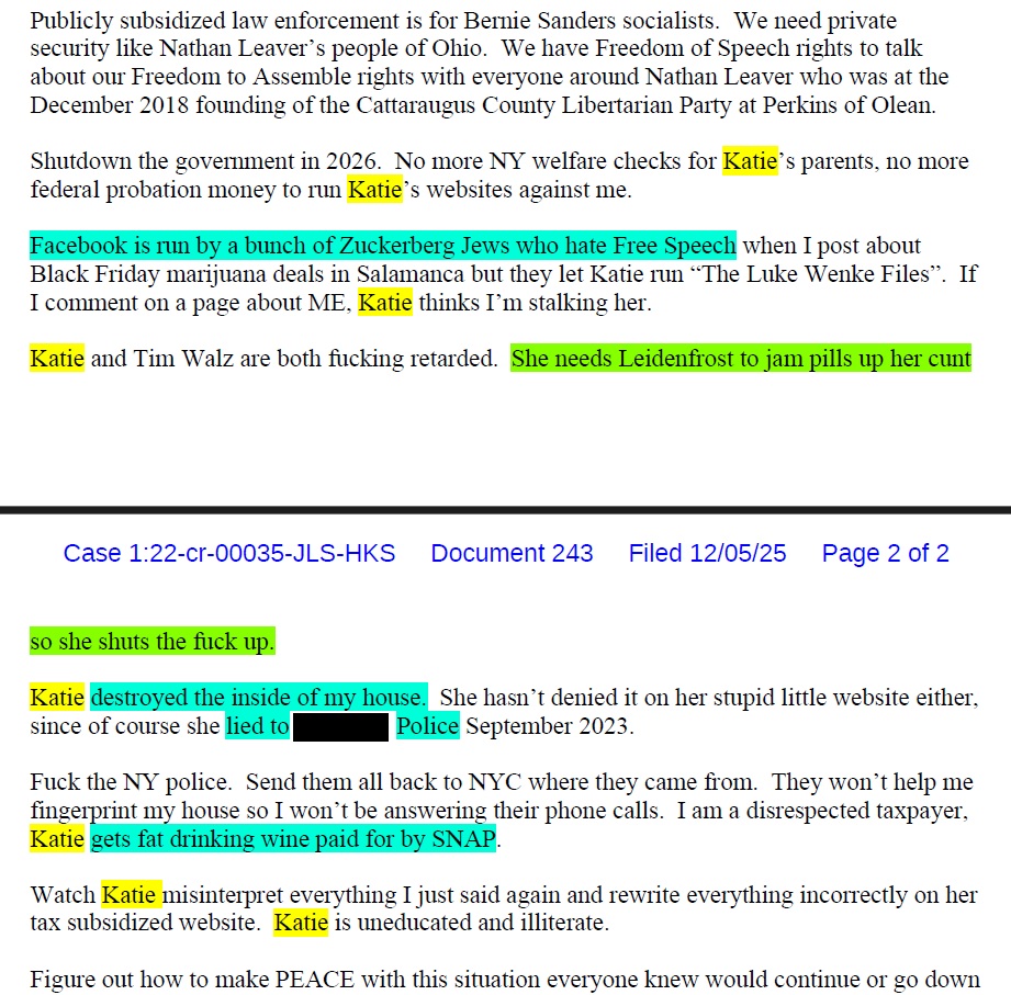 luke wenke email saying he wants to jam pills up my cunt december 2025