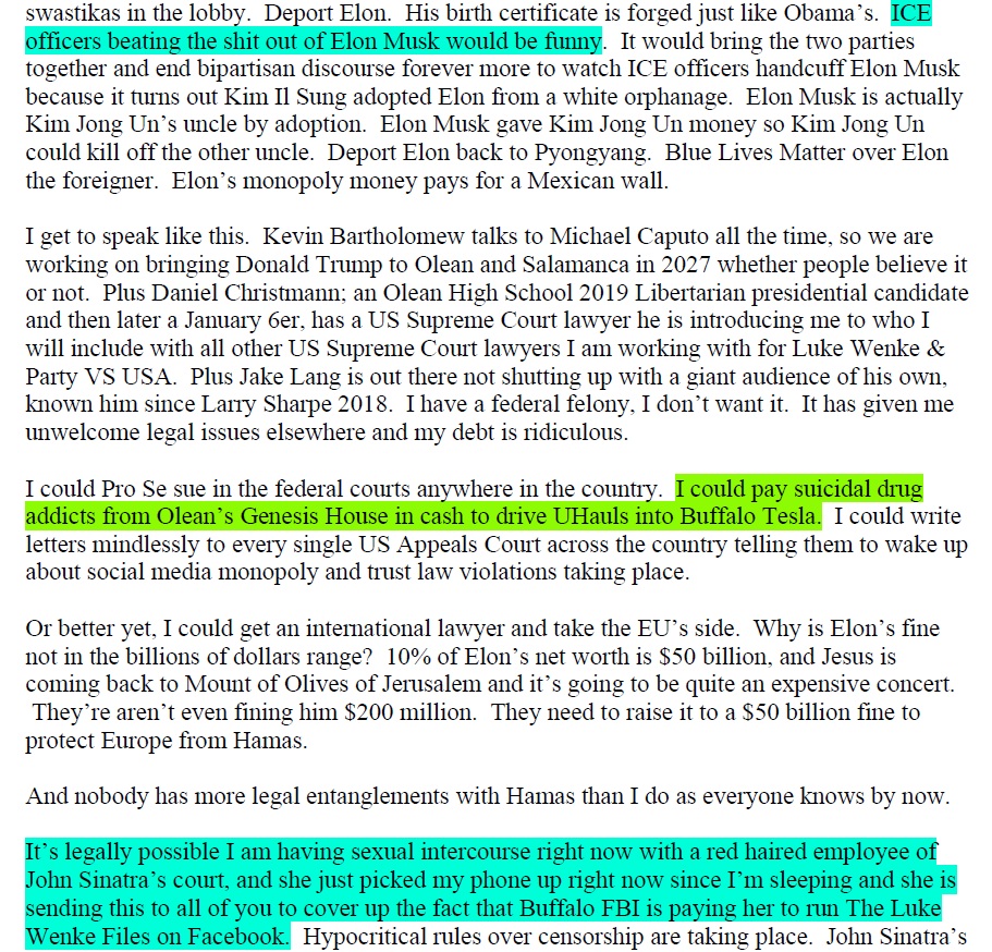 luke wenke threatening to ram cars into a tesla dealership december 2025