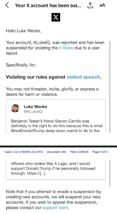 luke wenke threatening to ram cars into a tesla dealership december 2025