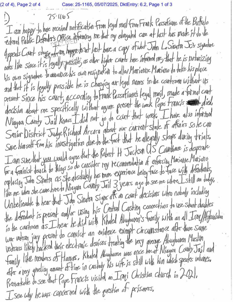 a letter from luke wenke to the us second circuit court of appeals in nyc may 2025