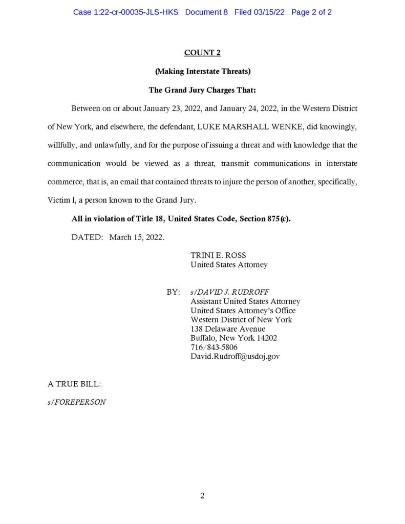 federal grand jury indictment against cyberstalker luke wenke march 2022
