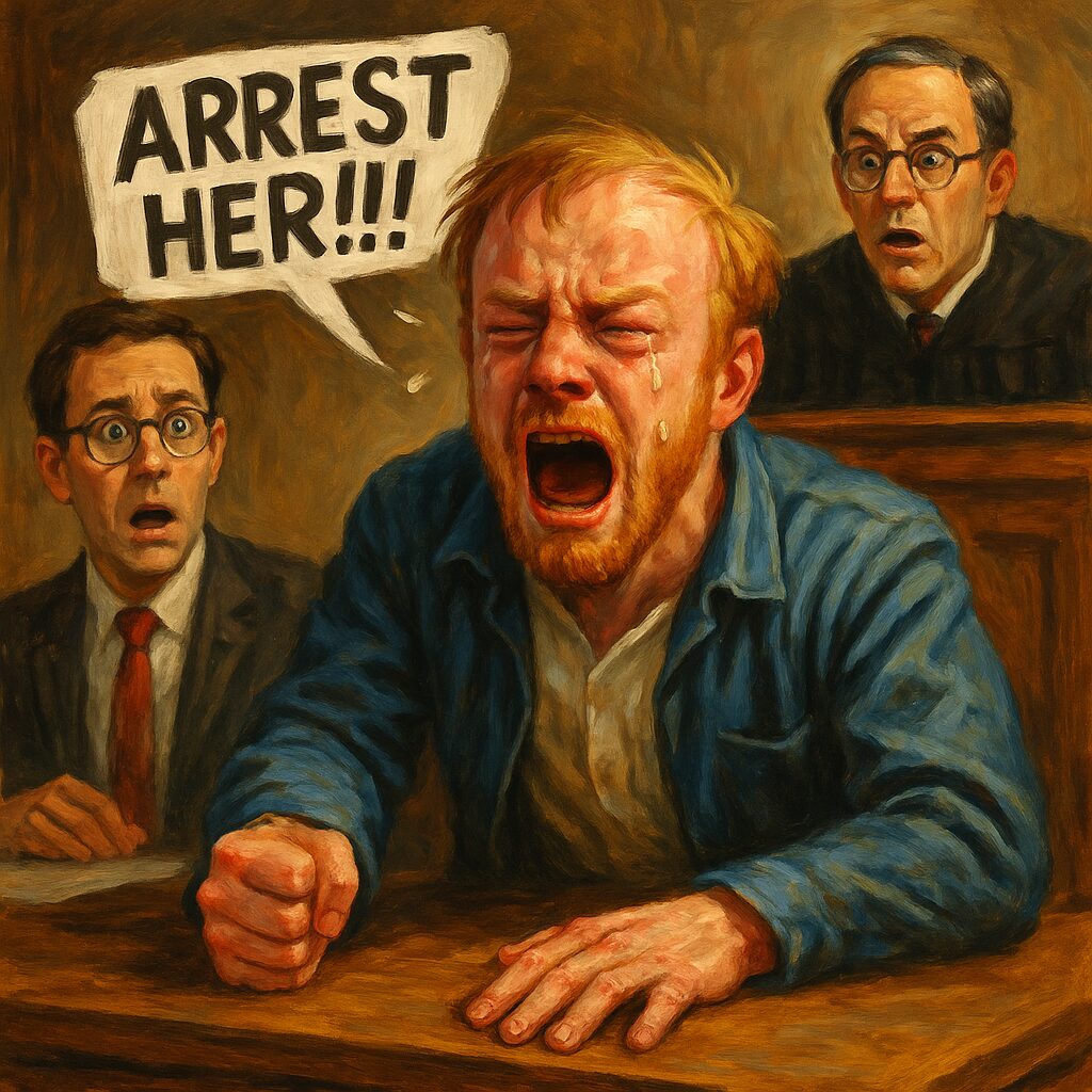 angry white man defendant courtroom crying demand arrest