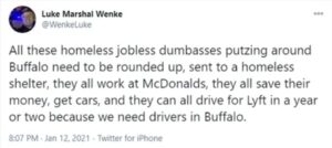luke wenke mocks homeless people as lazy and stupid 2021