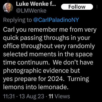 luke wenke x/twitter screenshot tweet/post to western new york businessman carl paladino