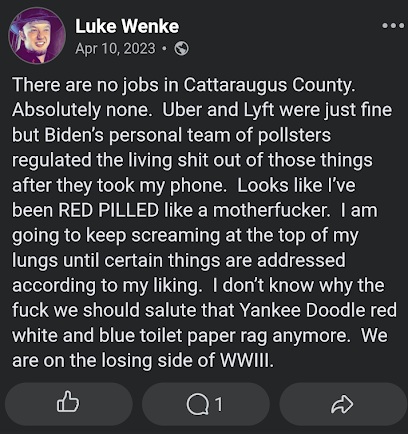 luke wenke whines about being unable to find a job after prison facebook screenshotted