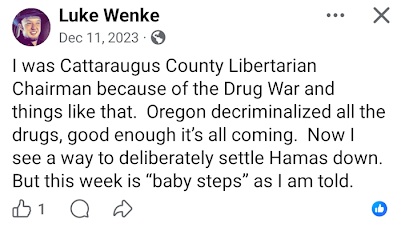 a screenshot of a december 2023 Luke Wenke Facebook post