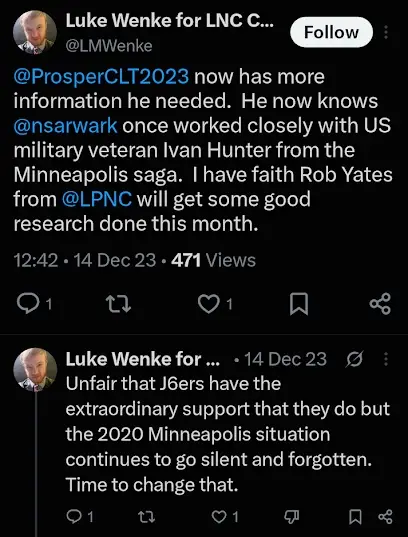 screenshot of a December 2023 Luke Wenke X/Twitter post mentioning Ivan Hunter