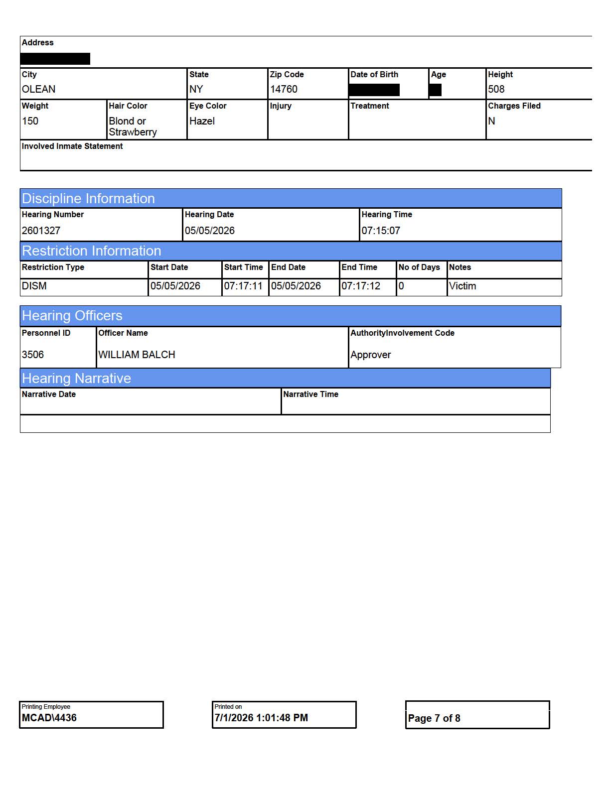 an incident report detailing an assault on luke wenke by a fellow inmate at the monroe county jail in rochester, ny; 05/2026